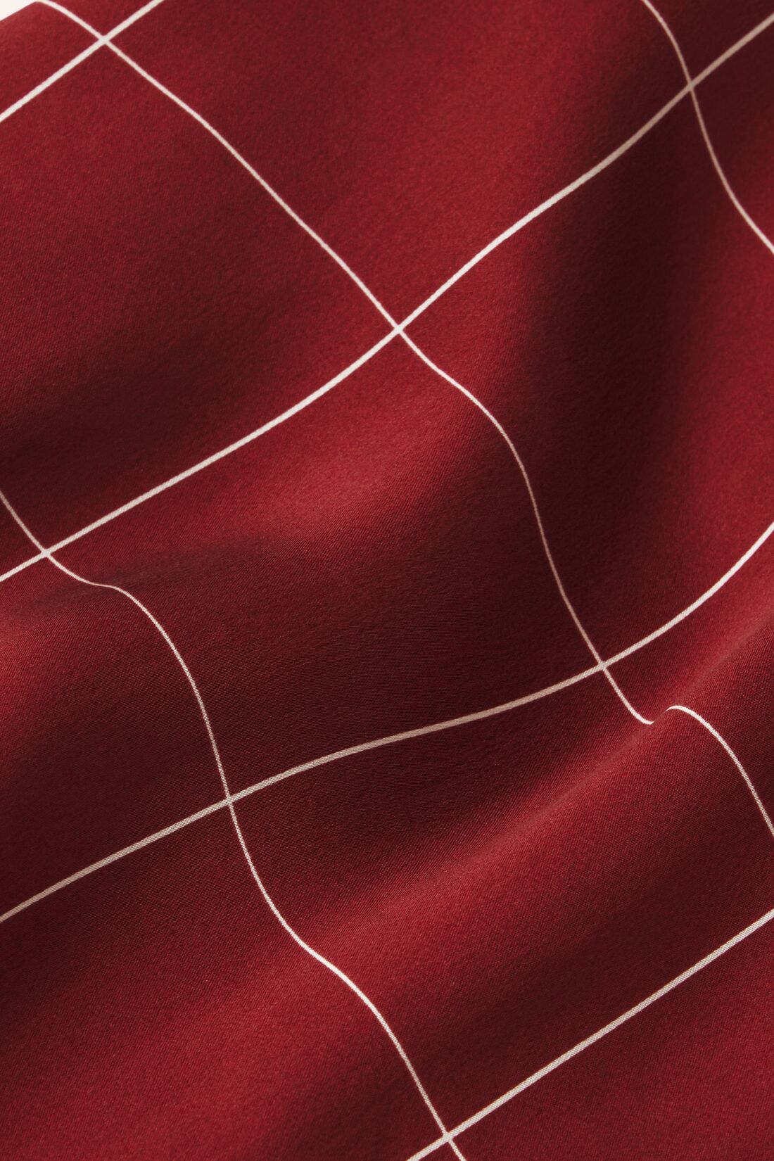 Fabric detail shot of washable silk Simple Plaid Merlot/Ivory