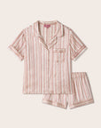 Image of Inez Washable Silk Printed Short PJ Set in Brushstroke Misty Rose/Misty Rose