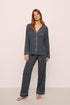 Model Is Wearing Gisele Long Pj Set In Graphite/Sorbet Pink
