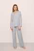 Model Is Wearing Gisele Long Pj Set In Heather Grey/Sorbet Pink