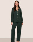 Model is wearing Gisele TENCEL™ Modal Long PJ Set  in Pine/Ivory