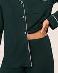 Model is wearing Gisele TENCEL™ Modal Long PJ Set  in Pine/Ivory