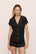 Model Is Wearing Gisele Shortie Pj Set In Black/Sorbet Pink