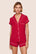 Model is wearing Gisele TENCEL™ Modal Shortie Short PJ Set  in Holly Red/Ivory