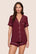 Model is wearing Gisele TENCEL™ Modal Relaxed Short PJ Set  in Bordeaux/Ivory