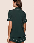 Model is wearing Gisele TENCEL™ Modal Relaxed Short PJ Set  in Pine/Ivory