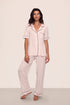 Model is wearing Gisele TENCEL™ Modal Short Sleeve & Pant PJ Set in Sorbet Pink/Black