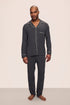 Model is wearing William TENCEL™ Modal Long PJ Set in Charcoal Heather/Ivory
