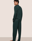 Model is wearing William TENCEL™ Modal Long PJ Set  in Pine/Ivory