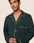 Model is wearing William TENCEL™ Modal Long PJ Set  in Pine/Ivory