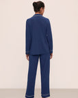 Model wears Gisele TENCEL™ Modal Long PJ Set in Navy/Ivory