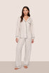 Model is wearing Gisele Printed TENCEL™ Modal Long PJ Set  in Heart To Heart Black/Blk
