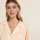 Eberjey Gisele Printed TENCEL™ Modal Long PJ Set - Retro Geo Oat/Ivory