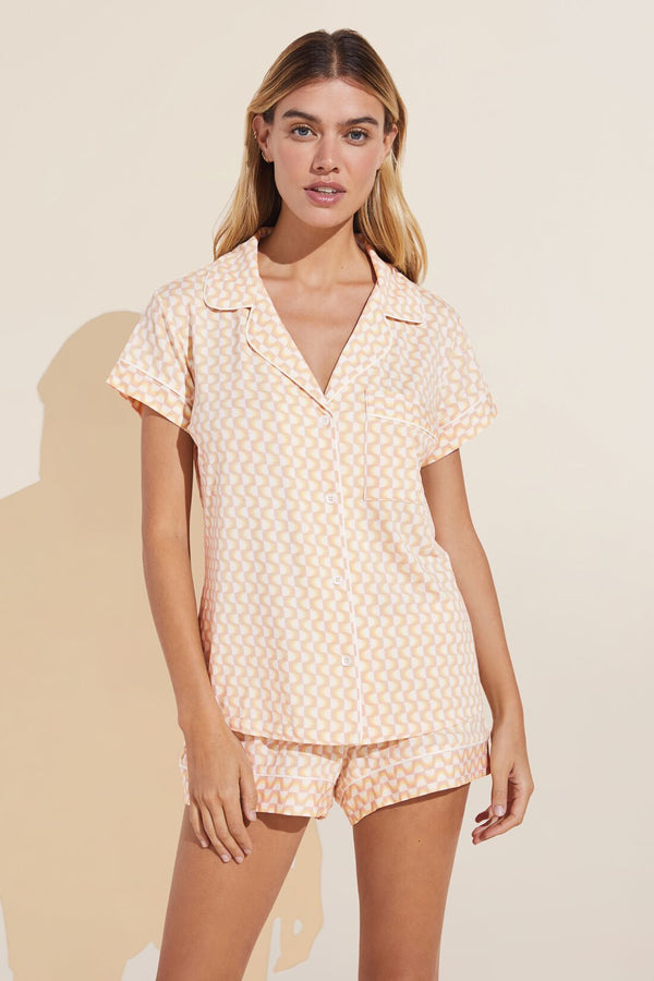 Gisele Printed TENCEL™ Modal Shortie Short PJ Set - Retro Geo Oat