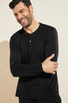 Henry TENCEL™ Modal Long Sleeve Henley Top - Black