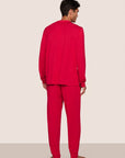 Model is wearing Henry TENCEL™ Modal Long PJ Set  in Holly Red