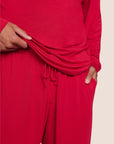 Model is wearing Henry TENCEL™ Modal Long PJ Set  in Holly Red