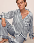 Inez Washable Silk Printed Long PJ Set