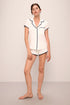 Model wears Frida TENCEL™ Modal Shortie Short PJ Set in Ivory/Navy.