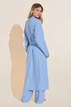 Gisele Printed TENCEL™ Modal Long Robe - Nordic Stripes Vista Blue/Ivory