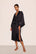 Model is wearing Inez Washable Silk Long Robe in Black