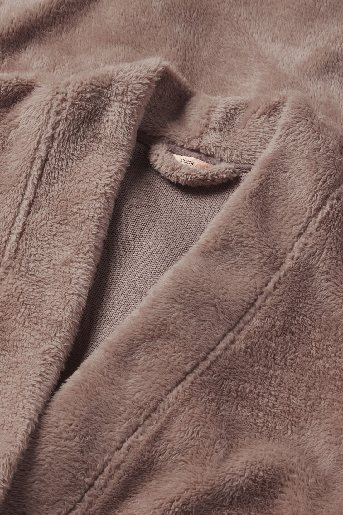 Detail image fabric and lining of Renew Plush Robe in Toffee 