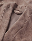 Detail image fabric and lining of Renew Plush Robe in Toffee 