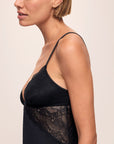 Side image of model wearing Lara TENCEL™ Modal Slip in black