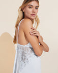 Model wears Rosalia TENCEL™ Modal Chemise in Ice Blue.