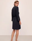 Back image of model wearing Lara TENCEL™ Modal Short Robe in black