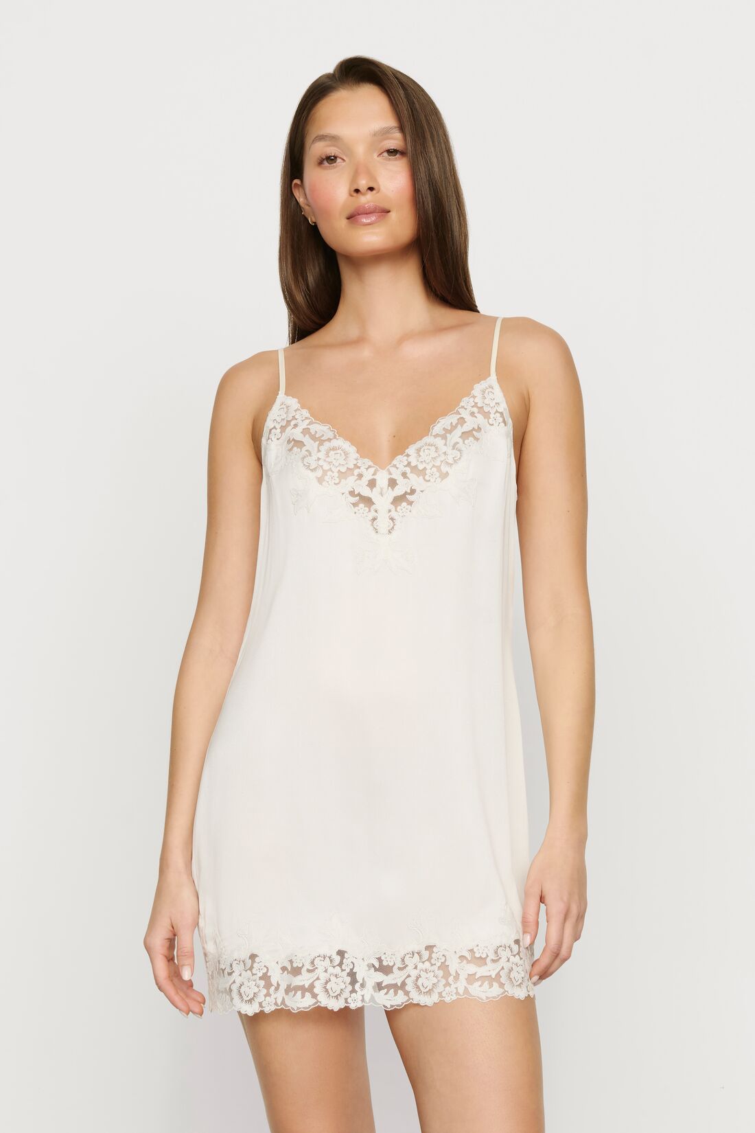 Washable Silk with Lace Embroidery Short Slip