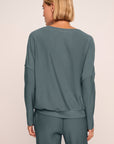 Model is wearing Softest Sweats Boat Neck Pullover  in  Stone Blue