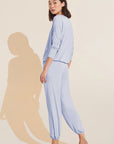 Model wears Gisele TENCEL™ Modal Slouchy PJ Set in ice blue/ice blue.