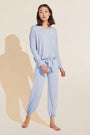 Model wears Gisele TENCEL™ Modal Slouchy PJ Set in ice blue/ice blue.