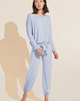 Model wears Gisele TENCEL™ Modal Slouchy PJ Set in ice blue/ice blue.