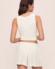 Model wears Gisele TENCEL™ Modal Everyday Relaxed Short in Ivory.