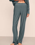 Model is wearing Softest Sweats Straight Leg Pant in Stone Blue
