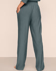 Model is wearing Softest Sweats Straight Leg Pant in Stone Blue