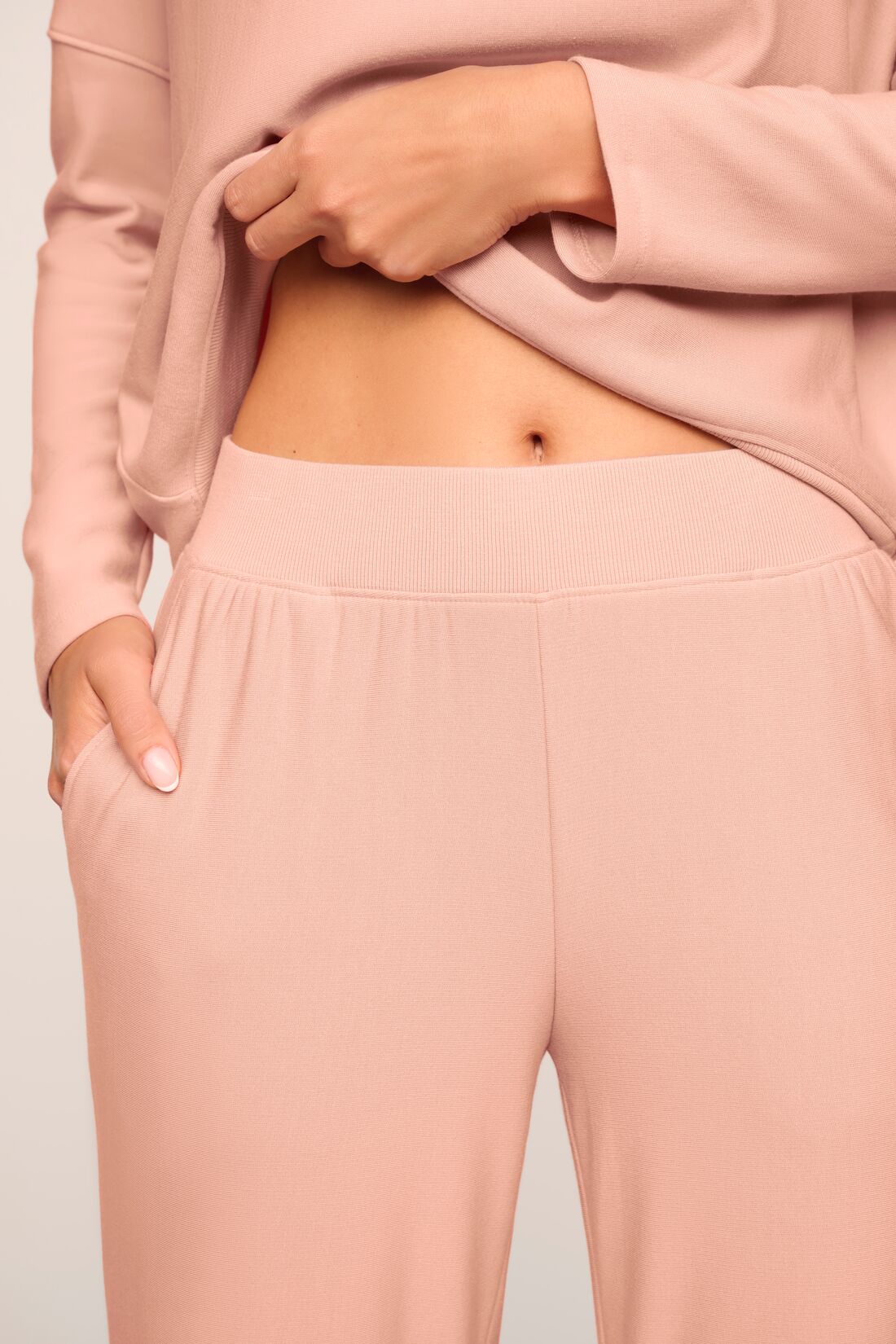 Model wearing softest sweats Straight leg Pant in Velvet Pink