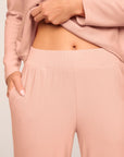 Model wearing softest sweats Straight leg Pant in Velvet Pink