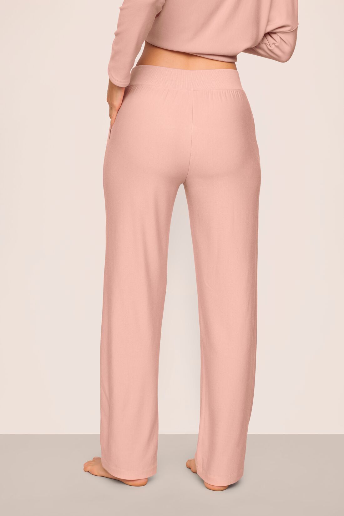Model wearing softest sweats Straight leg Pant in Velvet Pink
