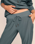 Model is wearing Softest Sweats Jogger in Stone Blue