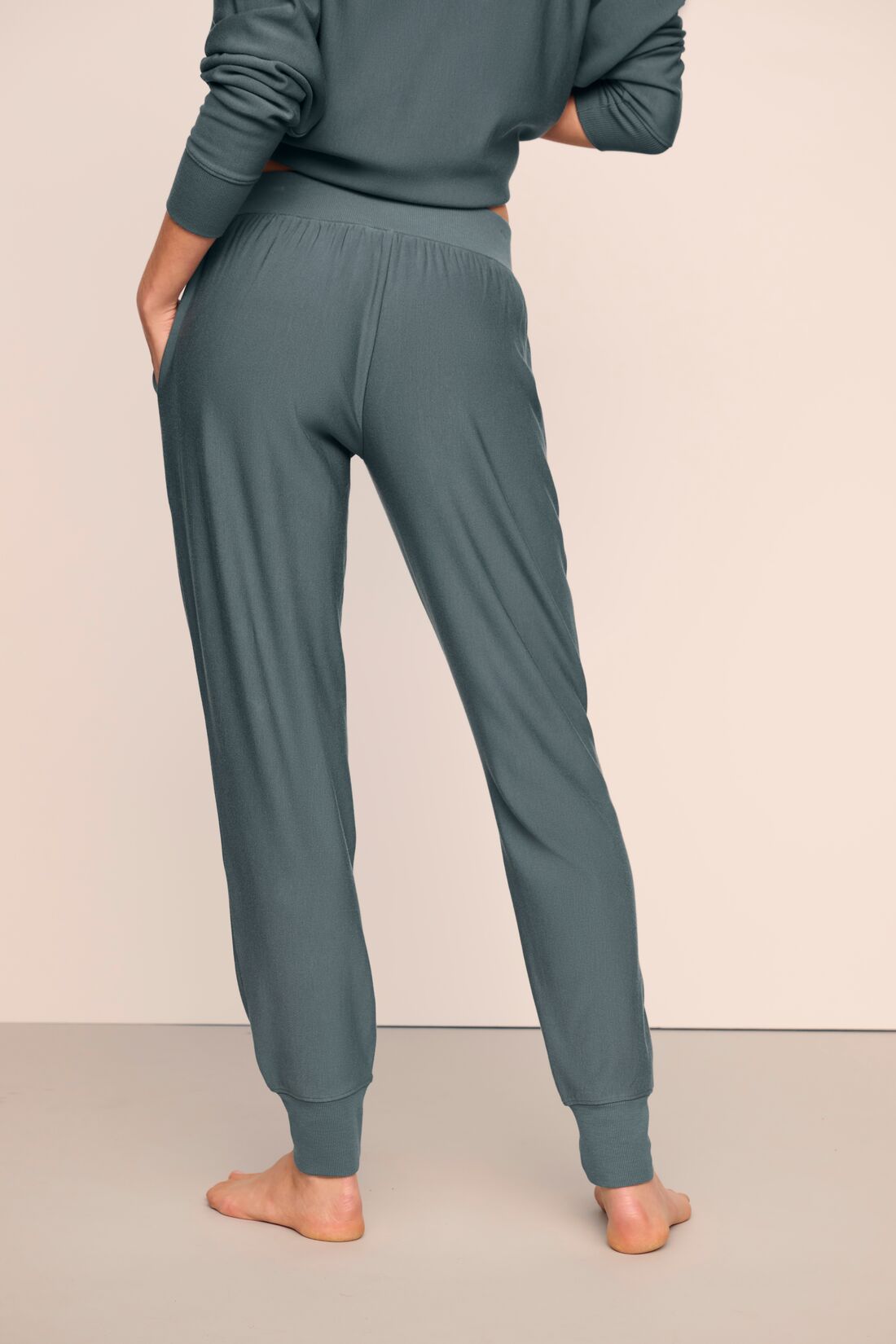 Model is wearing Softest Sweats Jogger in Stone Blue