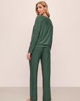 Model wears Softest Sweats Straight Leg Pant in Spruce.