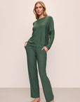 Model wears Softest Sweats Straight Leg Pant in Spruce.