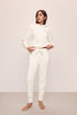 Model in Women's Recycled Boucle Hoodie and Jogger in Ivory