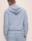 Model in Recycled Boucle Men's Hoodie in Wedgewood