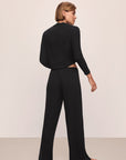 Model wears Cozy Time Wide Leg Pant in Black.