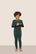 Model is wearing Kids TENCEL™ Modal Unisex Long PJ Set  in Pine/Ivory