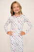 Model is wearing Kids Printed TENCEL™ Modal Unisex Long PJ Set in Nordic Nights Lightblue/Deepcl